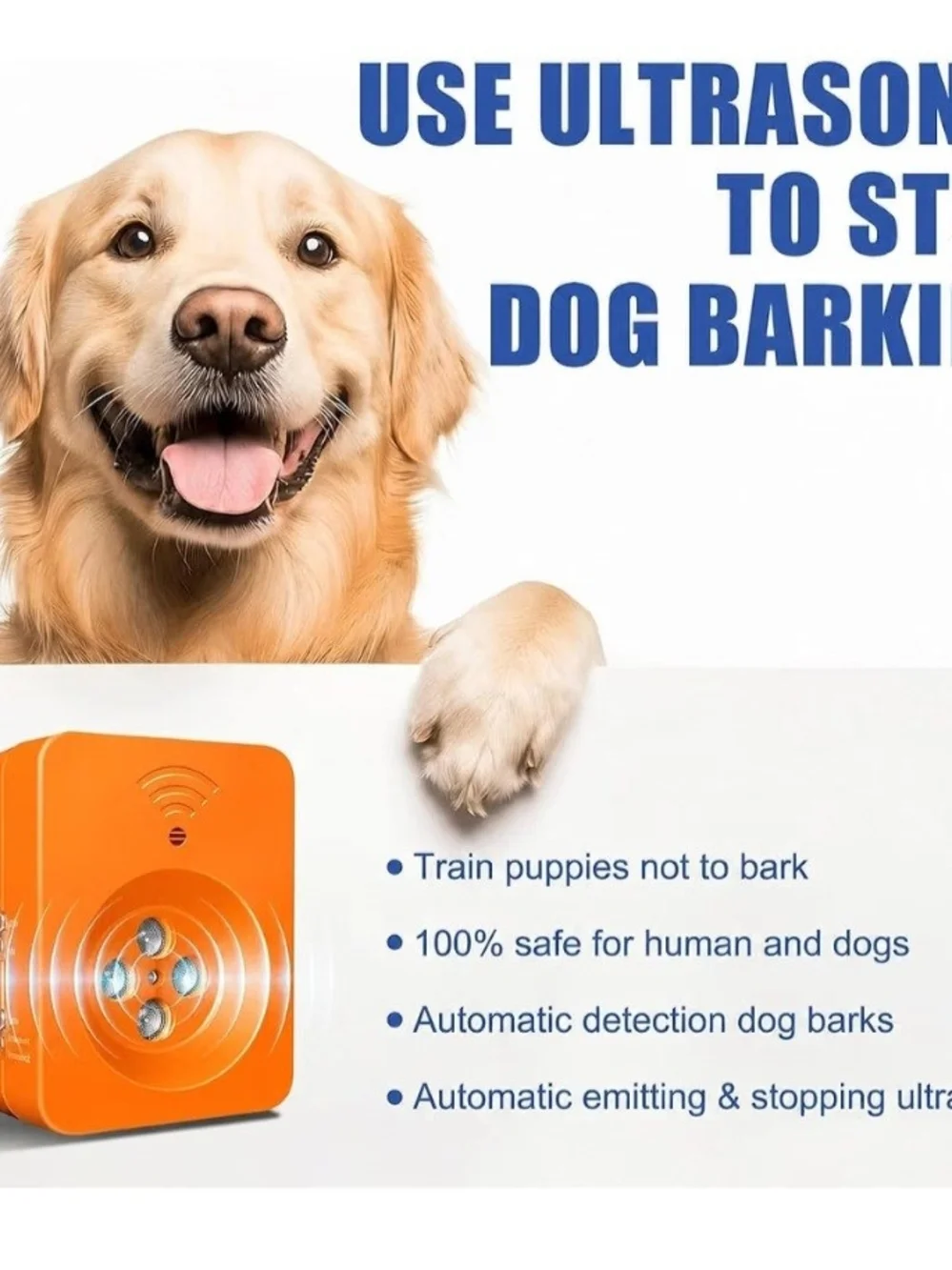 Ultrasonic Dog Bark Deterrent - Orange